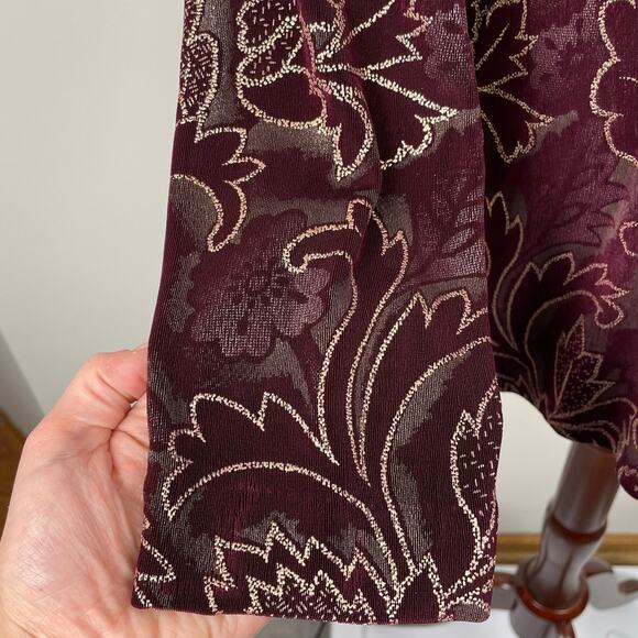 R&M Richards Jacket 6P Purple Metallic Floral Slinky Stretch Dressy Travel Knit - Picture 6 of 15